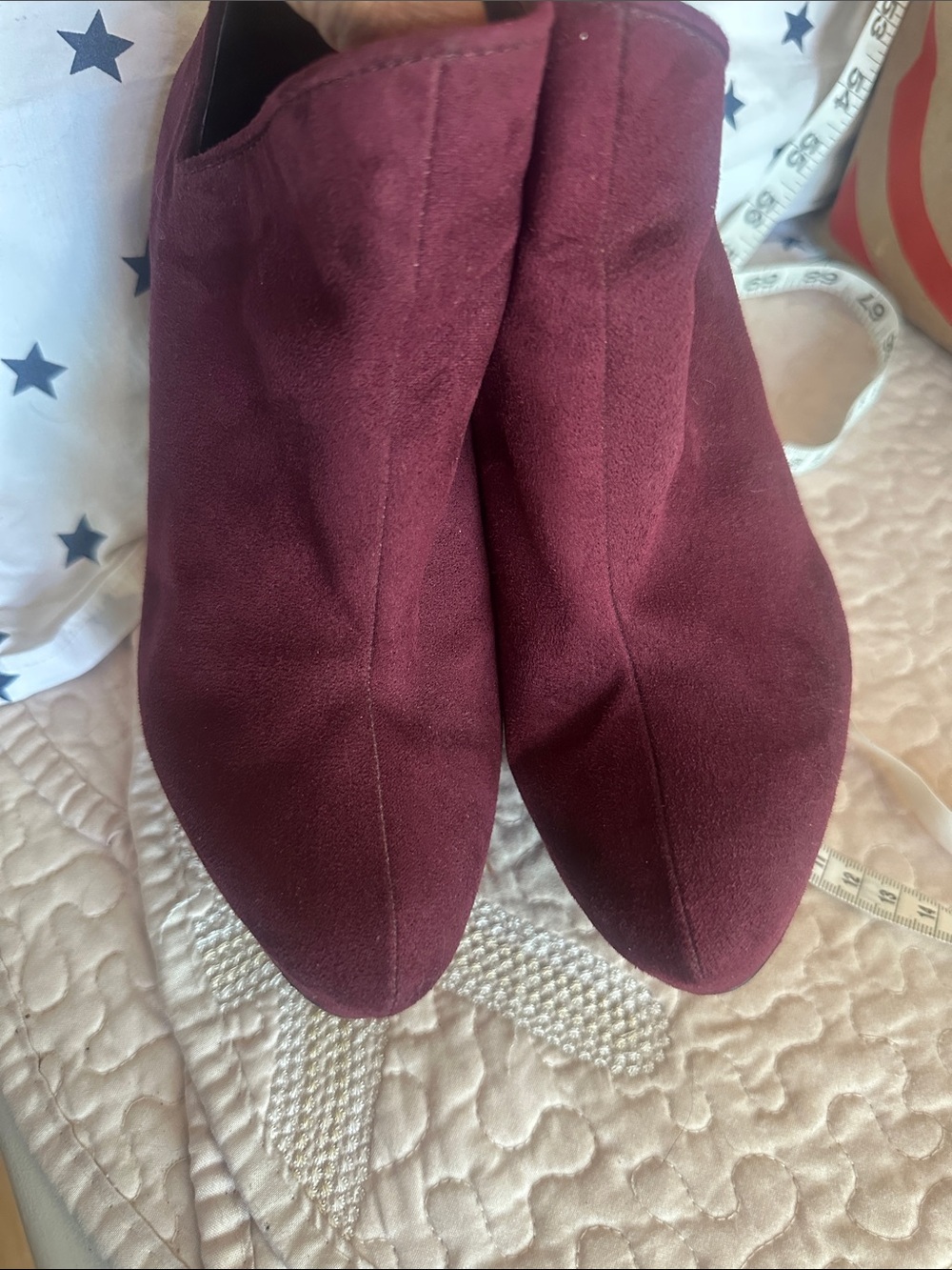 Jessica Simpson Wine Suede Pointed Toe Heeled Booties